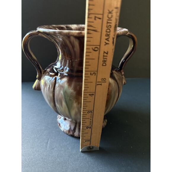 Vintage JASBA KERAMIK German Pottery Vase 1930s Drip Glaze Brown Handcrafted - Picture 2 of 10